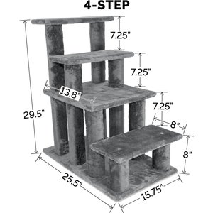 FurHaven Steady Paws Cat & Dog Stairs, Gray, 4-Step