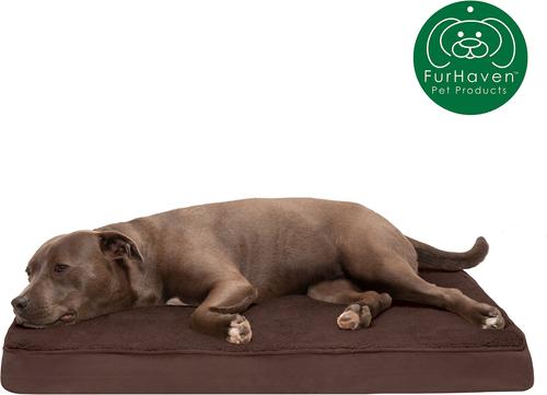Show full view: FurHaven Terry Deluxe Cooling Gel Pillow Cat & Dog Bed with Removable Cover, Espresso, Large slide 2 of 9