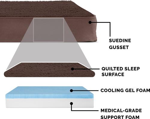 Show full view: FurHaven Terry Deluxe Cooling Gel Pillow Cat & Dog Bed with Removable Cover, Espresso, Large slide 5 of 9