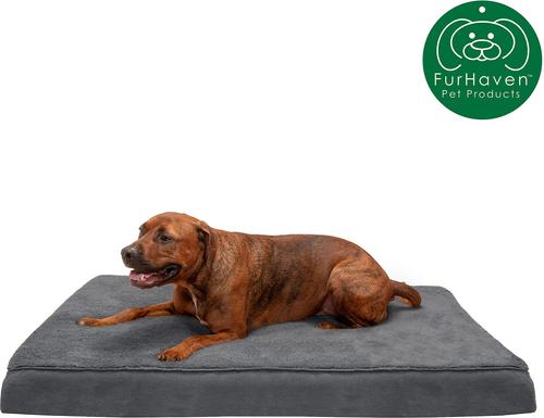 Show full view: FurHaven Terry Deluxe Cooling Gel Pillow Cat & Dog Bed with Removable Cover, Gray, Jumbo slide 4 of 10