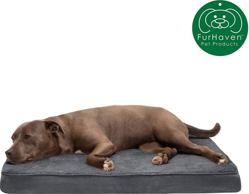 Show full view: FurHaven Terry Deluxe Cooling Gel Pillow Cat & Dog Bed with Removable Cover, Gray, Large slide 4 of 10