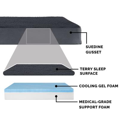 Show full view: FurHaven Terry Deluxe Cooling Gel Pillow Cat & Dog Bed with Removable Cover, Gray, Large slide 6 of 10