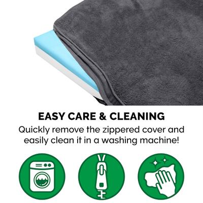 Show full view: FurHaven Terry Deluxe Cooling Gel Pillow Cat & Dog Bed with Removable Cover, Gray, Large slide 8 of 10