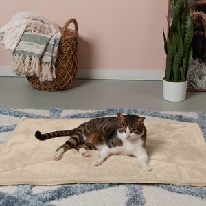 FurHaven ThermaNAP Faux Fur Self-Warming Dog & Cat Mat, Cream, Small