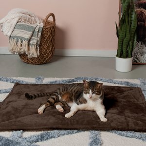 FurHaven ThermaNAP Faux Fur Self-Warming Dog & Cat Mat, Espresso, Large