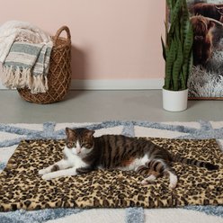 FurHaven ThermaNAP Faux Fur Self-Warming Dog & Cat Mat, Leopard, Large