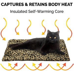 FurHaven ThermaNAP Faux Fur Self-Warming Dog & Cat Mat, Leopard, Small