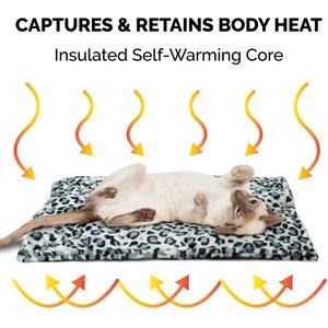 FurHaven ThermaNAP Faux Fur Self-Warming Dog & Cat Mat, Snow Leopard, Small