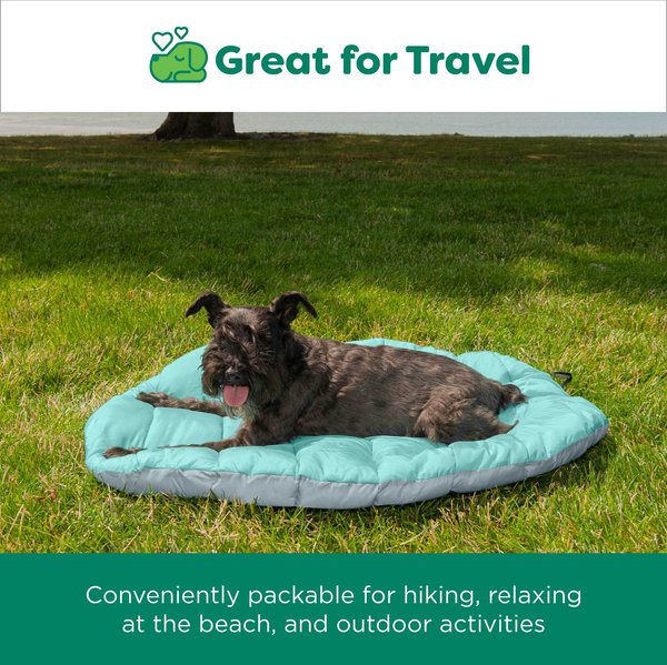 Show full view: FurHaven Trail Pup Packable Stuff Sack Travel Pillow Dog Bed, Aqua & Granite Gray, Large slide 5 of 11
