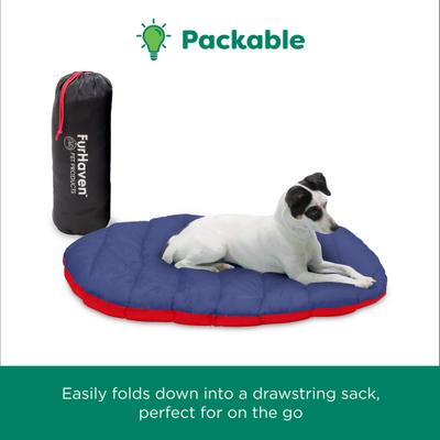Show full view: FurHaven Trail Pup Packable Stuff Sack Travel Pillow Dog Bed, Flame Red & True Blue, Large slide 6 of 11