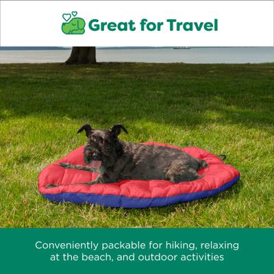 Show full view: FurHaven Trail Pup Packable Stuff Sack Travel Pillow Dog Bed, Flame Red & True Blue, Large slide 5 of 11