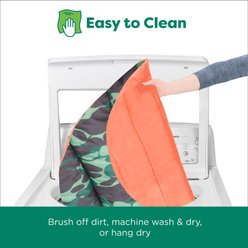 FurHaven Trail Pup Packable Stuff Sack Travel Pillow Dog Bed, Paprika & Camo-Paw, Large slide 2 of 9