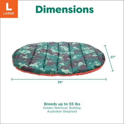 Show full view: FurHaven Trail Pup Packable Stuff Sack Travel Pillow Dog Bed, Paprika & Camo-Paw, Large slide 8 of 11