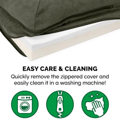 Show full view: FurHaven Two-Tone Deluxe Chaise Memory Top Cat & Dog Bed with Removable Cover, Dark Sage, Jumbo slide 8 of 11