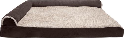 Show full view: FurHaven Two-Tone Deluxe Chaise Memory Top Cat & Dog Bed with Removable Cover, Espresso, Jumbo Plus slide 3 of 11