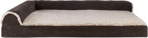 Show full view: FurHaven Two-Tone Deluxe Chaise Memory Top Cat & Dog Bed with Removable Cover, Espresso, Jumbo slide 4 of 12