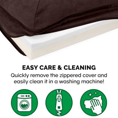 Show full view: FurHaven Two-Tone Deluxe Chaise Memory Top Cat & Dog Bed with Removable Cover, Espresso, Jumbo slide 9 of 12