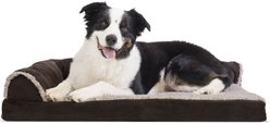 FurHaven Two-Tone Deluxe Chaise Memory Top Cat & Dog Bed with Removable Cover, Espresso, Large