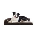 FurHaven Two-Tone Deluxe Chaise Memory Top Cat & Dog Bed with Removable Cover, Espresso, Large