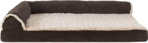 Show full view: FurHaven Two-Tone Deluxe Chaise Memory Top Cat & Dog Bed with Removable Cover, Espresso, Large slide 3 of 9