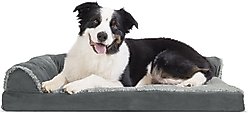 FurHaven Two-Tone Deluxe Chaise Memory Top Cat & Dog Bed with Removable Cover, Stone Gray, Large