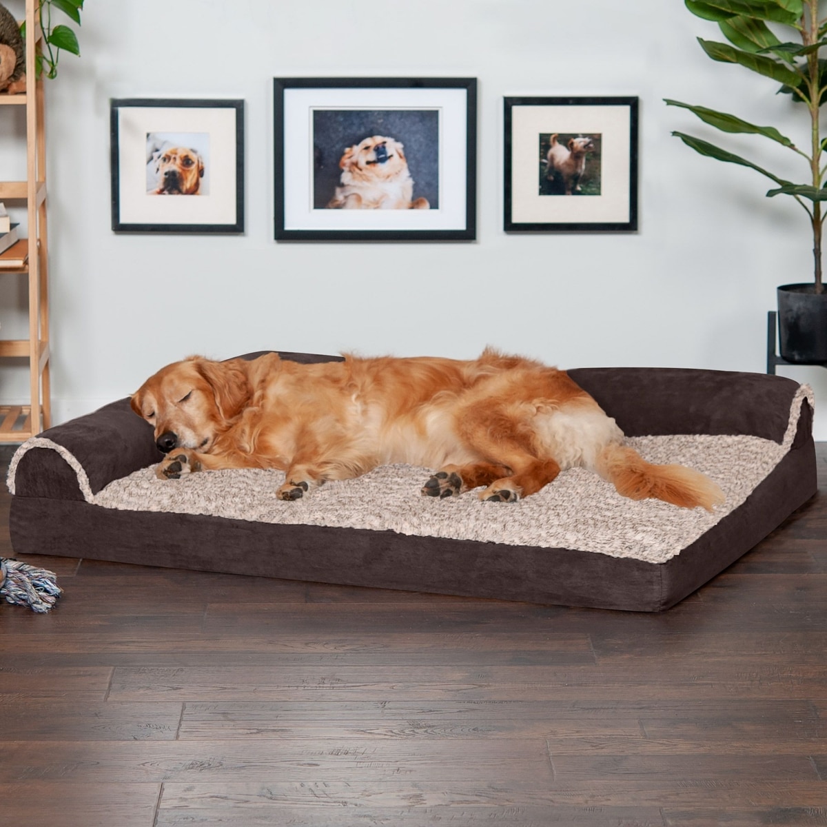 洋楽 F DOG/DOUBLE AGENT FURHAVEN Two-Tone Deluxe Chaise Orthopedic Dog Bed with Removable