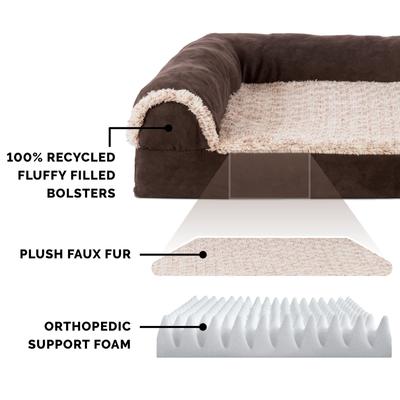 FurHaven Two-Tone Deluxe Chaise Orthopedic Dog Bed with Removable Cover