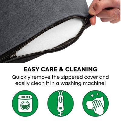 Show full view: FurHaven Two-Tone Faux Fur & Suede Oval Dog & Cat Bed, Gray, Large slide 8 of 10