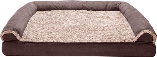 Show full view: FurHaven Two-Tone Fur & Suede Orthopedic Cat & Dog Bed with Removable Cover, Espresso, Jumbo slide 5 of 10