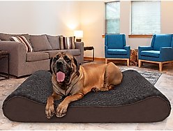FurHaven Ultra Plush Luxe Lounger Cooling Gel Dog Bed with Removable Cover, Chocolate, Jumbo Plus
