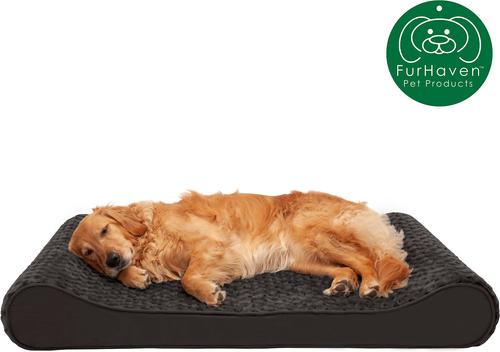 Show full view: FurHaven Ultra Plush Luxe Lounger Cooling Gel Dog Bed with Removable Cover, Chocolate, Jumbo slide 5 of 11