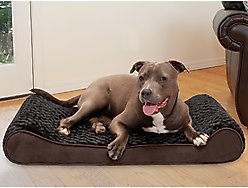 FurHaven Ultra Plush Luxe Lounger Cooling Gel Dog Bed with Removable Cover, Chocolate, Large