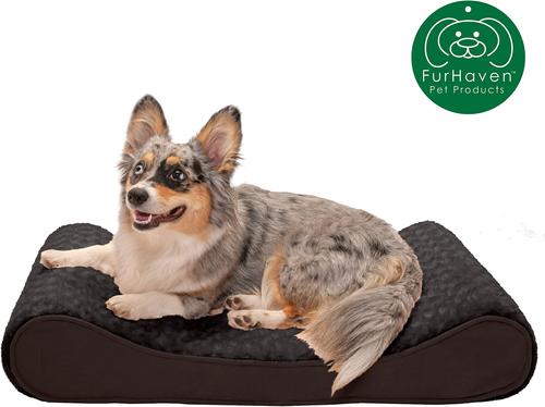 Show full view: FurHaven Ultra Plush Luxe Lounger Cooling Gel Dog Bed with Removable Cover, Chocolate, Medium slide 4 of 10