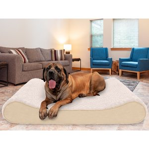 FurHaven Ultra Plush Luxe Lounger Cooling Gel Dog Bed with Removable Cover, Cream, Jumbo Plus
