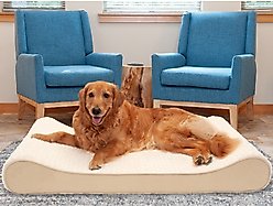 FurHaven Ultra Plush Luxe Lounger Cooling Gel Dog Bed with Removable Cover, Cream, Jumbo