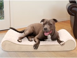 FurHaven Ultra Plush Luxe Lounger Cooling Gel Dog Bed with Removable Cover, Cream, Large