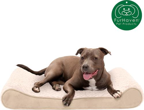 Show full view: FurHaven Ultra Plush Luxe Lounger Cooling Gel Dog Bed with Removable Cover, Cream, Large slide 4 of 10
