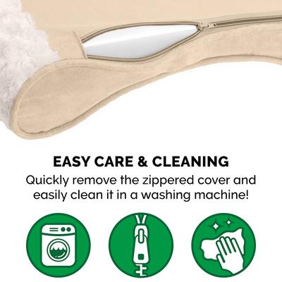 Show full view: FurHaven Ultra Plush Luxe Lounger Cooling Gel Dog Bed with Removable Cover, Cream, Large slide 9 of 10