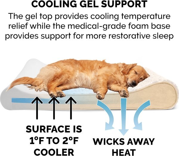 FurHaven Ultra Plush Luxe Lounger Cooling Gel Dog Bed with Removable Cover