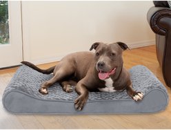 FurHaven Ultra Plush Luxe Lounger Cooling Gel Dog Bed with Removable Cover, Gray, Large