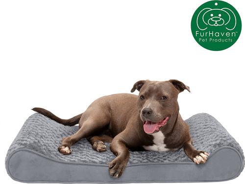 Show full view: FurHaven Ultra Plush Luxe Lounger Cooling Gel Dog Bed with Removable Cover, Gray, Large slide 5 of 11