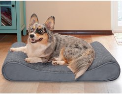 FurHaven Ultra Plush Luxe Lounger Cooling Gel Dog Bed with Removable Cover, Gray, Medium