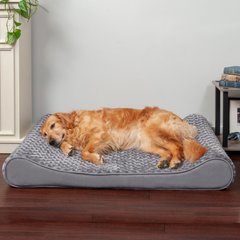 FurHaven Ultra Plush Luxe Lounger Orthopedic Cat & Dog Bed with Removable Cover, Gray, Large