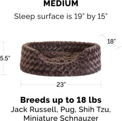 FurHaven Ultra Plush Oval Bolster Cat & Dog Bed with Removable Cover, Chocolate, Medium slide 2 of 9