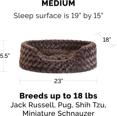 Show full view: FurHaven Ultra Plush Oval Bolster Cat & Dog Bed with Removable Cover, Chocolate, Medium slide 2 of 11