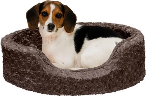 Show full view: FurHaven Ultra Plush Oval Bolster Cat & Dog Bed with Removable Cover, Chocolate, Medium slide 3 of 11