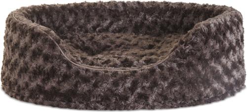 Show full view: FurHaven Ultra Plush Oval Bolster Cat & Dog Bed with Removable Cover, Chocolate, Medium slide 4 of 11
