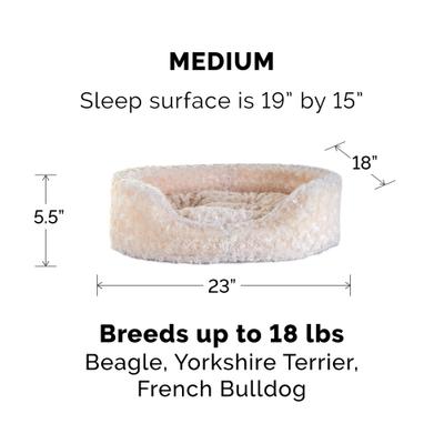 Show full view: FurHaven Ultra Plush Oval Bolster Cat & Dog Bed with Removable Cover, Cream, Medium slide 2 of 11
