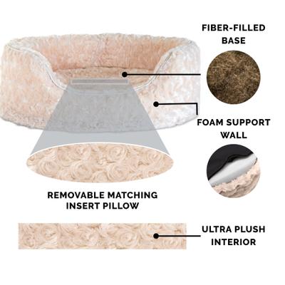 Show full view: FurHaven Ultra Plush Oval Bolster Cat & Dog Bed with Removable Cover, Cream, Medium slide 5 of 11