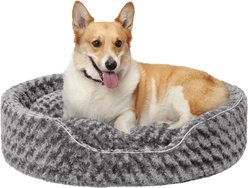 FurHaven Ultra Plush Oval Bolster Cat & Dog Bed with Removable Cover, Gray, Extra Large